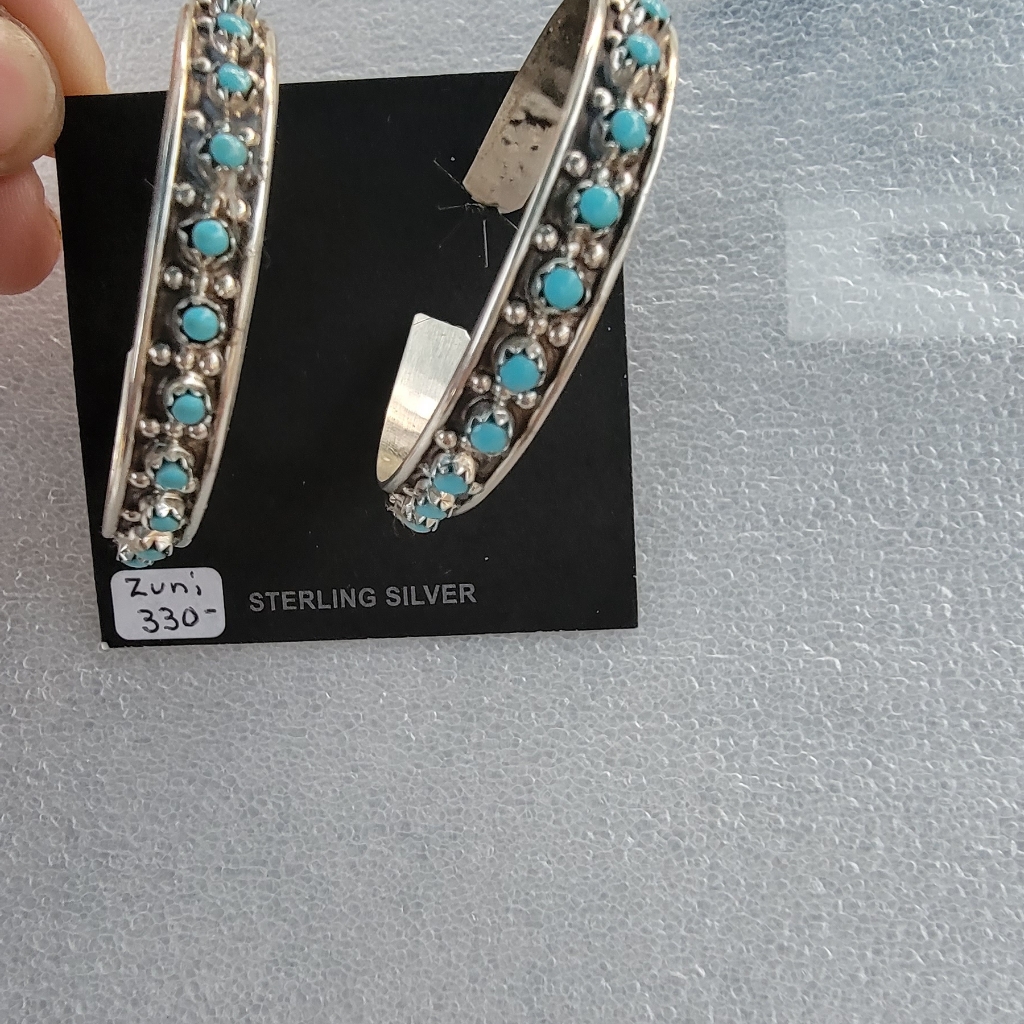 Zuni Turquoise Sleeping Beauty Ss Hoops 225$